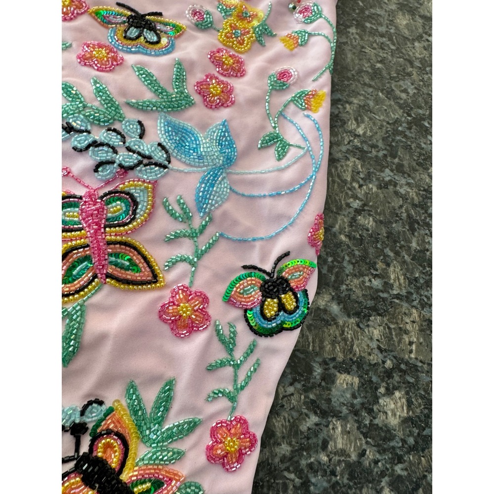 $416 Oceanus Alabama Pink Beaded Butterfly Floral One Piece Swimsuit Women S NWT - Picture 7 of 9